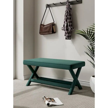 Manhattan Comfort Abigail Mid-Century Modern Velvet Upholstered Bench