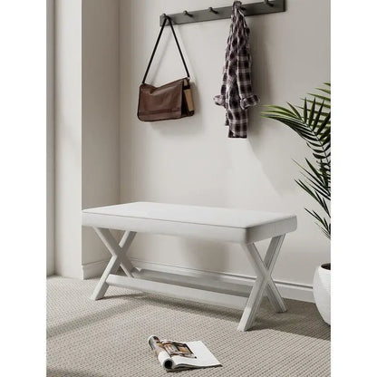 Manhattan Comfort Abigail Mid-Century Modern Velvet Upholstered Bench
