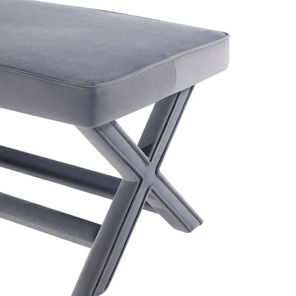 Manhattan Comfort Abigail Mid-Century Modern Velvet Upholstered Bench