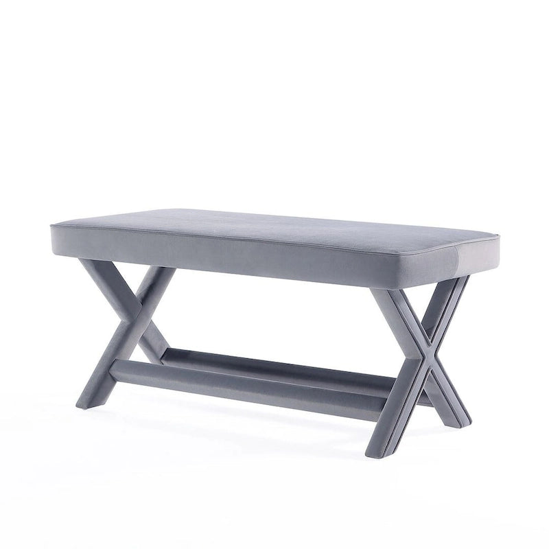Manhattan Comfort Abigail Mid-Century Modern Velvet Upholstered Bench
