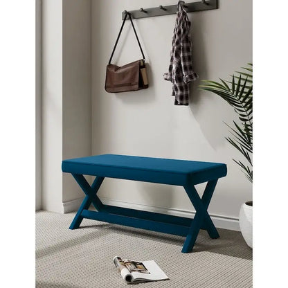 Manhattan Comfort Abigail Mid-Century Modern Velvet Upholstered Bench