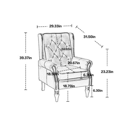 Wood Frame Armchair Modern Accent Chair Lounge Chair for Living Room - 29.33 x31.50x 39.37