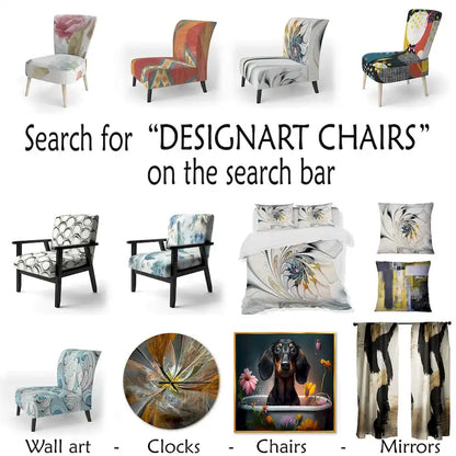 Designart Purple, Green And Gold Bold Strokes I Upholstered Modern & Contemporary Accent Chair and Modern Arm Chair