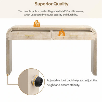Unique Retro Silhouette Console Table with Open Style, Two Top Drawers