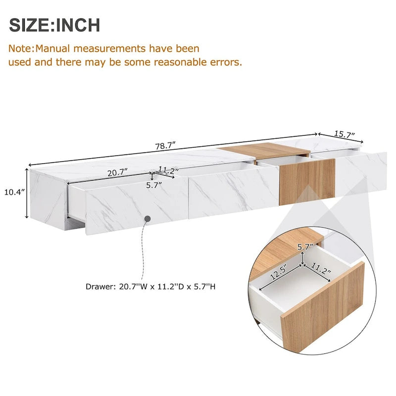 TV Stand for TVs up to 88, Modern Free-Combination Entertainment Center with 4 Storage Drawers