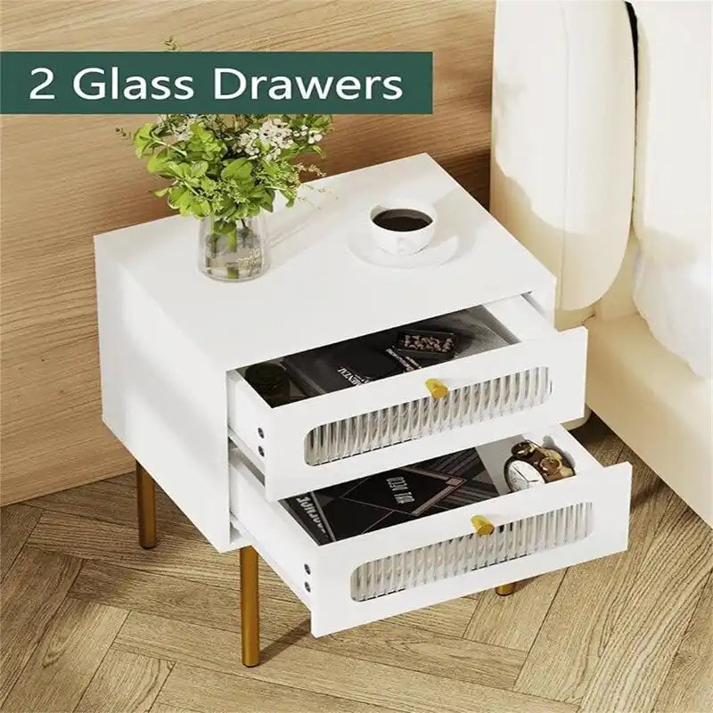 Small Nightstand with Drawers for Bedroom - 11.8D x 15.7W x 22.4H