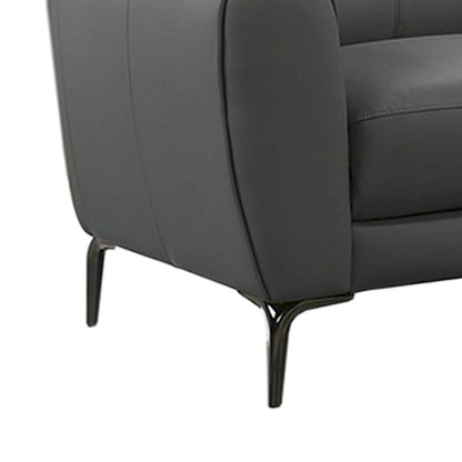 2 Piece Faux Leather Sectional Set with Metal Legs