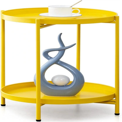 Table 2-Tier Metal Sofa Side Table - 15D x 15W x 20H