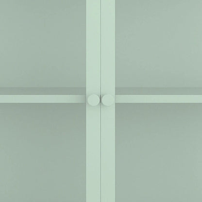 Modern Minimalist 3-Sided Tempered Glass Storage Cabinet with Four Cabinet Doors