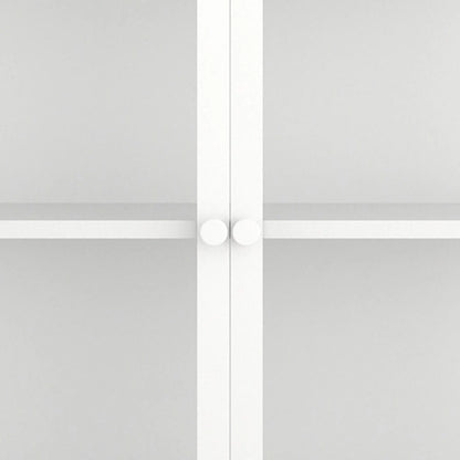 Modern Minimalist 3-Sided Tempered Glass Storage Cabinet with Four Cabinet Doors