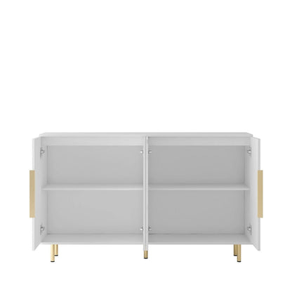 Black Modern Buffet Cabinet with Storage, Fluted Sideboard Large Buffet with Adjustable Shelves, Credenza, Accent Cabinet