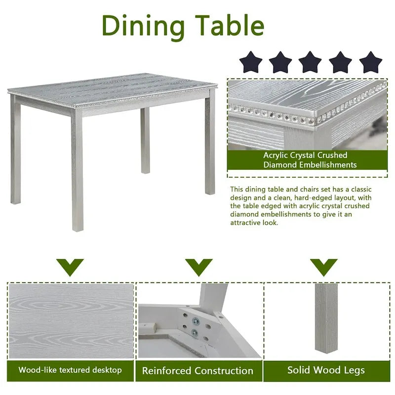 5-piece Wood Dining Counter Height Table and Chair Set