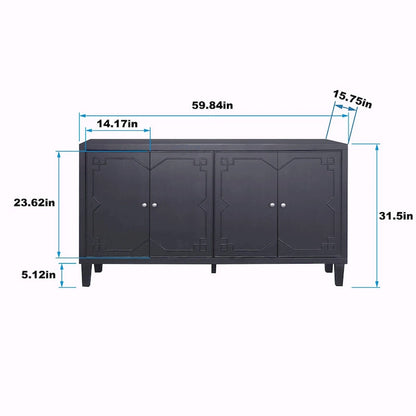4-Door Wooden Sideboard Buffet Cabinet