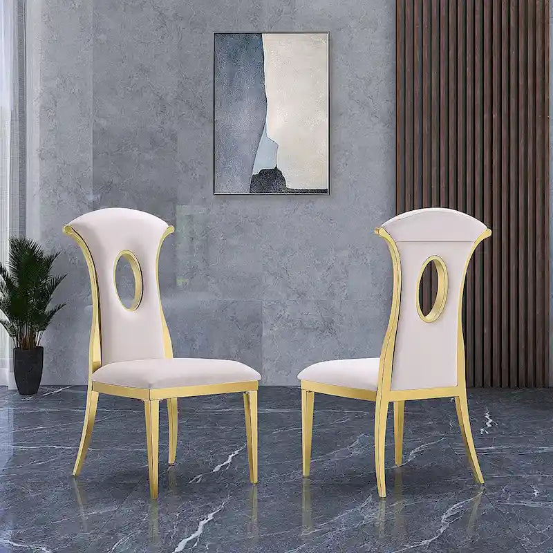 Modern Gorgeous Velvet Dining Chairs with Polished Gold Stainless Steel Legs