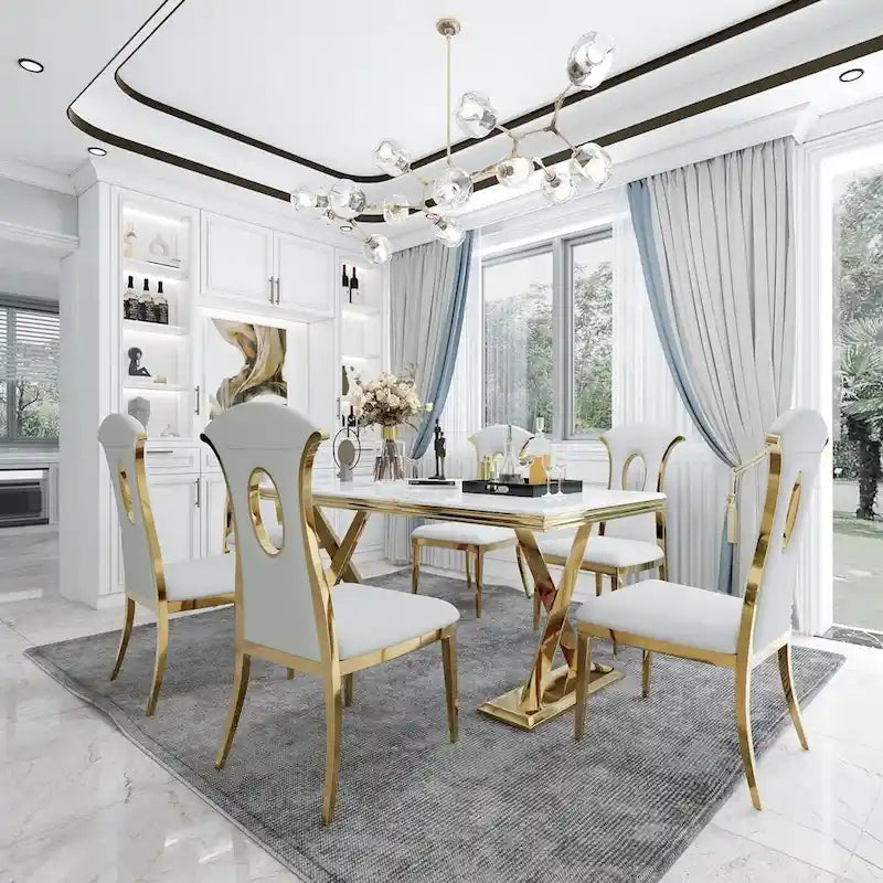 Modern Gorgeous Velvet Dining Chairs with Polished Gold Stainless Steel Legs