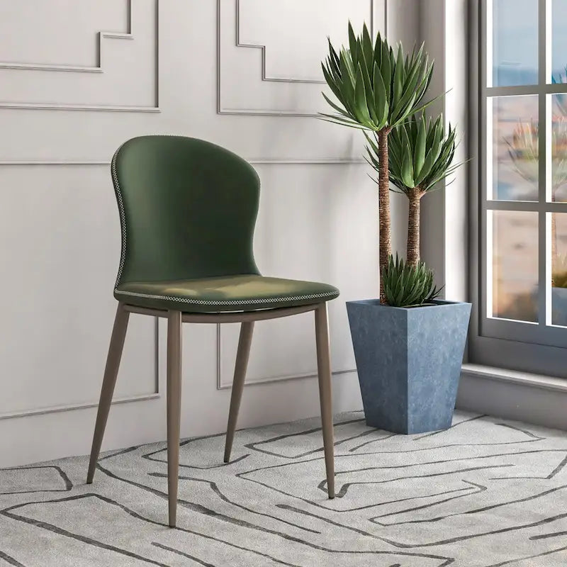 Mosaic Modern Upholstered Fabric Dining Chair with Metal Legs by LeisureMod