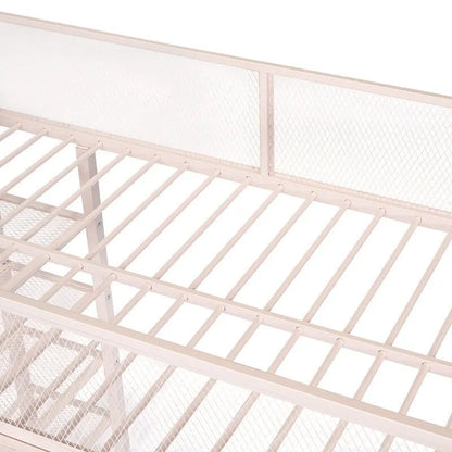 Twin Size Metal Loft Bed with 4-Tier Shelves and Storage