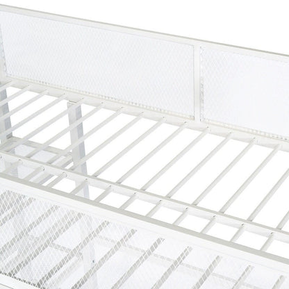 Twin Size Metal Loft Bed with 4-Tier Shelves and Storage