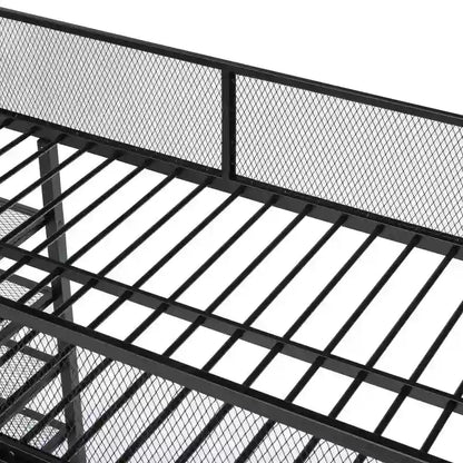 Twin Size Metal Loft Bed with 4-Tier Shelves and Storage