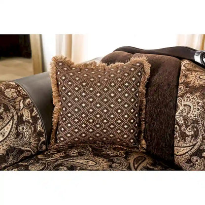 Dayaram Traditional Brown Chenille Semi-Firm Loveseat by Gracewood Hollow