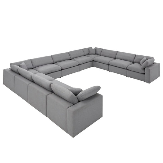 Anka Grey Linen Down Filled Cushioned 11-Seat Sectional Sofa by iNSPIRE Q Modern
