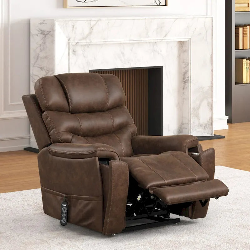 Furniture of America Wes Power Lift Dual Motor Recliner with Massage, Hidden Storage and Footrest Extension