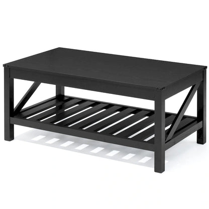 VredHom Coffee Table Center Table Tea Table with Shelf - 18.1 in H x 40.2 in W x 22 in D
