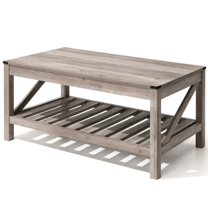 VredHom Coffee Table Center Table Tea Table with Shelf - 18.1 in H x 40.2 in W x 22 in D
