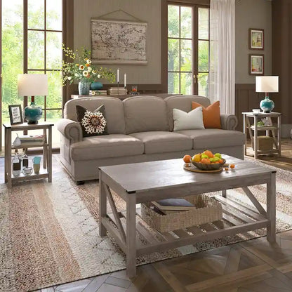 VredHom Coffee Table Center Table Tea Table with Shelf - 18.1 in H x 40.2 in W x 22 in D