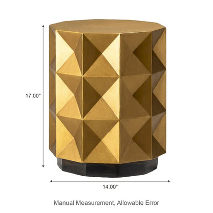 Glitzhome 17H Antique Gold MGO Geometric Side Table or Accent Stool - 14L x 14W x 17H