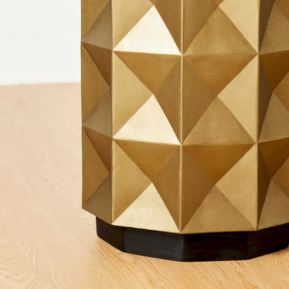 Glitzhome 17H Antique Gold MGO Geometric Side Table or Accent Stool - 14L x 14W x 17H
