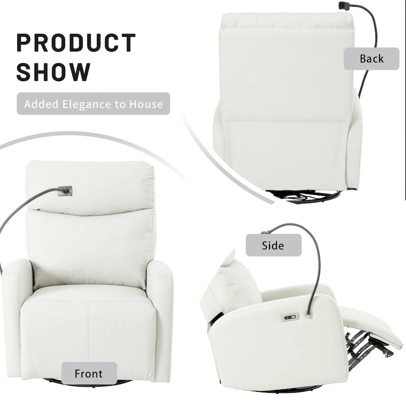 270Power Swivel Rocker Recliner Chair, Electric Glider Reclining Sofa with USB Ports,Power Swivel Glider