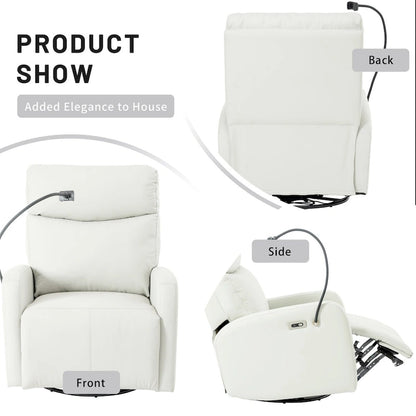 270Power Swivel Rocker Recliner Chair, Electric Glider Reclining Sofa with USB Ports,Power Swivel Glider