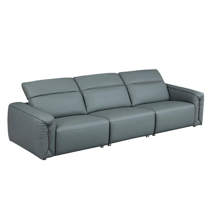 Modern 3-Seater Leather Sofa for Living Room, Comfy Sofa Couch with Extra Deep Seats, Adjustable Headrests