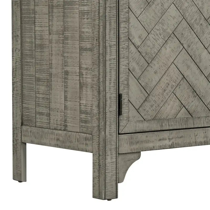 Wood Storage Cabinet Sideboard with Adjustable Shelves and 3 Doors