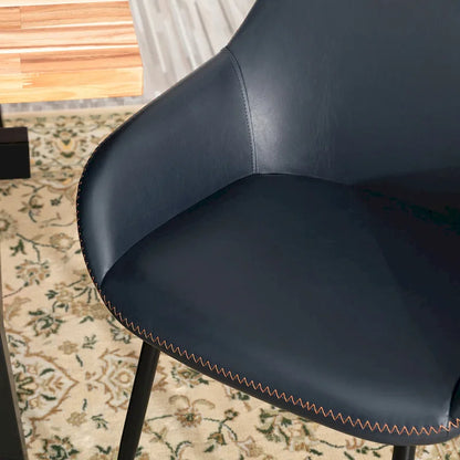Glitzhome Set of 4 Mid-Century Leatherette Stitched Dining Accent Armchairs
