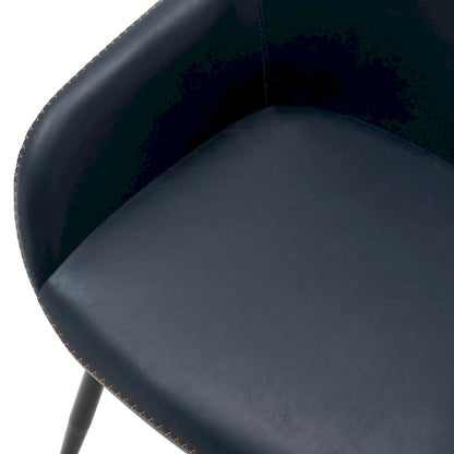 Glitzhome Set of 4 Mid-Century Leatherette Stitched Dining Accent Armchairs