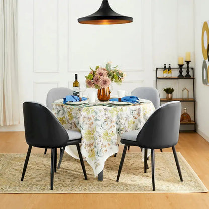 Glitzhome Set of 4 Mid-Century Leatherette Stitched Dining Accent Armchairs