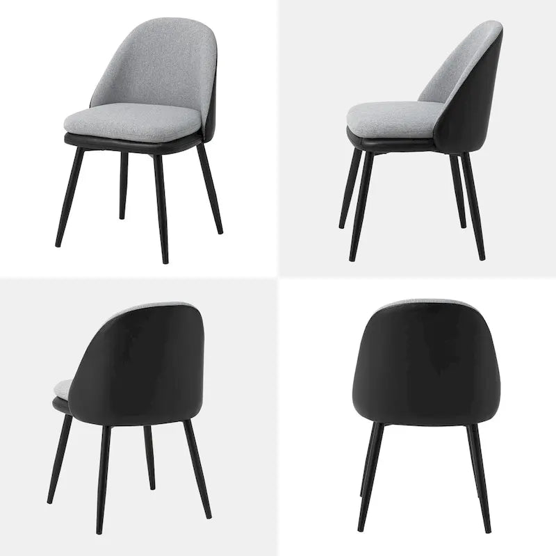 Glitzhome Set of 4 Mid-Century Leatherette Stitched Dining Accent Armchairs