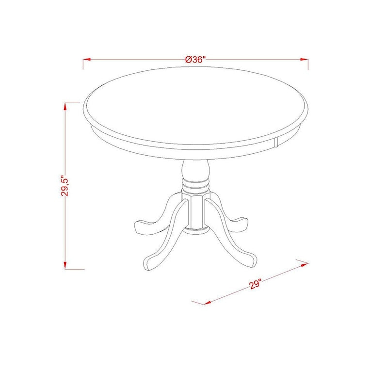 East West Furniture 3 Piece Modern Dining Table Set- a Round Kitchen Table with Pedestal and 2 Kitchen Dining Chairs, Oak