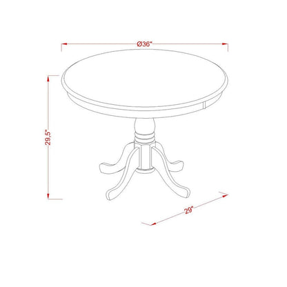 East West Furniture 3 Piece Modern Dining Table Set- a Round Kitchen Table with Pedestal and 2 Kitchen Dining Chairs, Oak