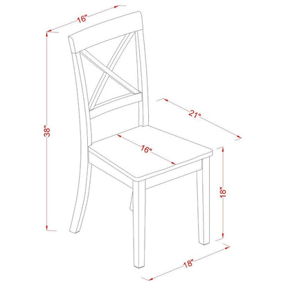 East West Furniture 3 Piece Modern Dining Table Set- a Round Kitchen Table with Pedestal and 2 Kitchen Dining Chairs, Oak
