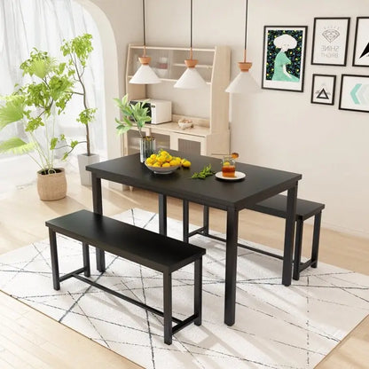 Dining Table Set with Bench, 3 Pieces Dining Furniture Set Kitchen Table Set for Kitchen, Dining Room, Living Room