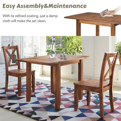 Merax 3-Piece Wood Drop Leaf Breakfast Nook Dining Table Set