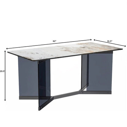 Oryn Rectangular Dining Table with Glass/Sintered Stone Top