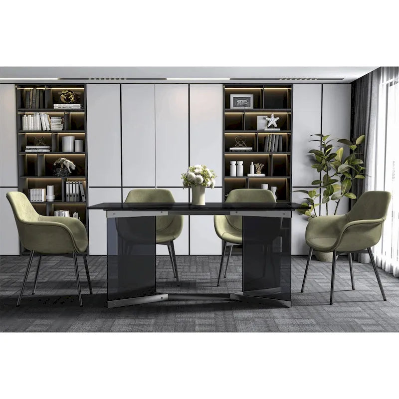 Oryn Rectangular Dining Table with Glass/Sintered Stone Top