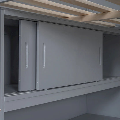 Nestfair Full Size Loft Bed with Desk and Shelf
