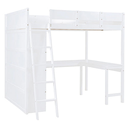 Nestfair Full Size Loft Bed with Desk and Shelf