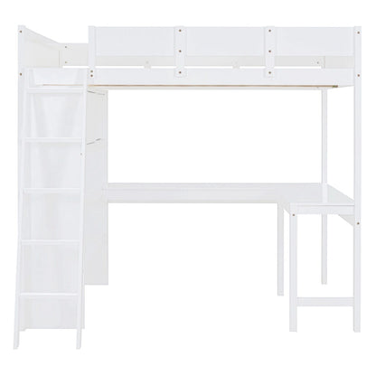 Nestfair Full Size Loft Bed with Desk and Shelf