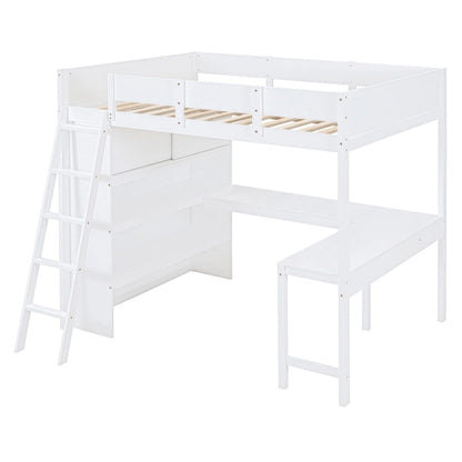 Nestfair Full Size Loft Bed with Desk and Shelf
